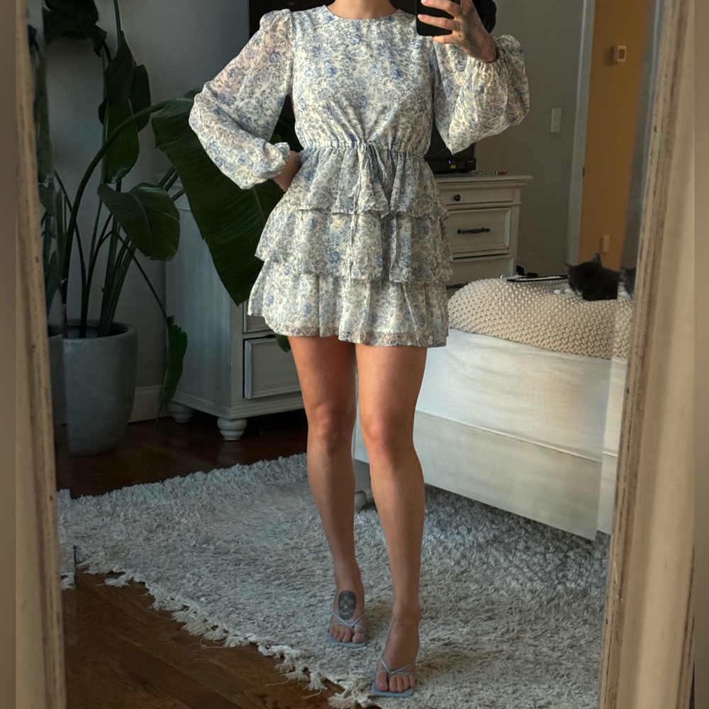 IN THE STYLE BLUE FLORAL MINI DRESS
